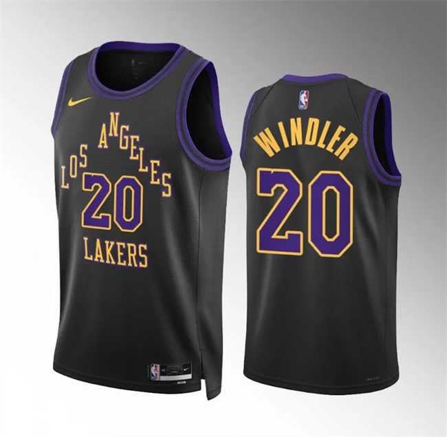 Men%27s Los Angeles Lakers #20 Dylan Windler Black 2023-24 City Edition Stitched Basketball Jersey Dzhi->los angeles lakers->NBA Jersey